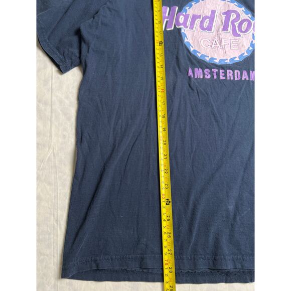 Vintage Hard Rock 100% Cotton Navy Amsterdam T-shirt Size XL - Picture 3 of 8